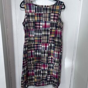 NorthStyle Womens Patchwork Plaid Cotton Sleeveless Shift Dress Multi Size 12